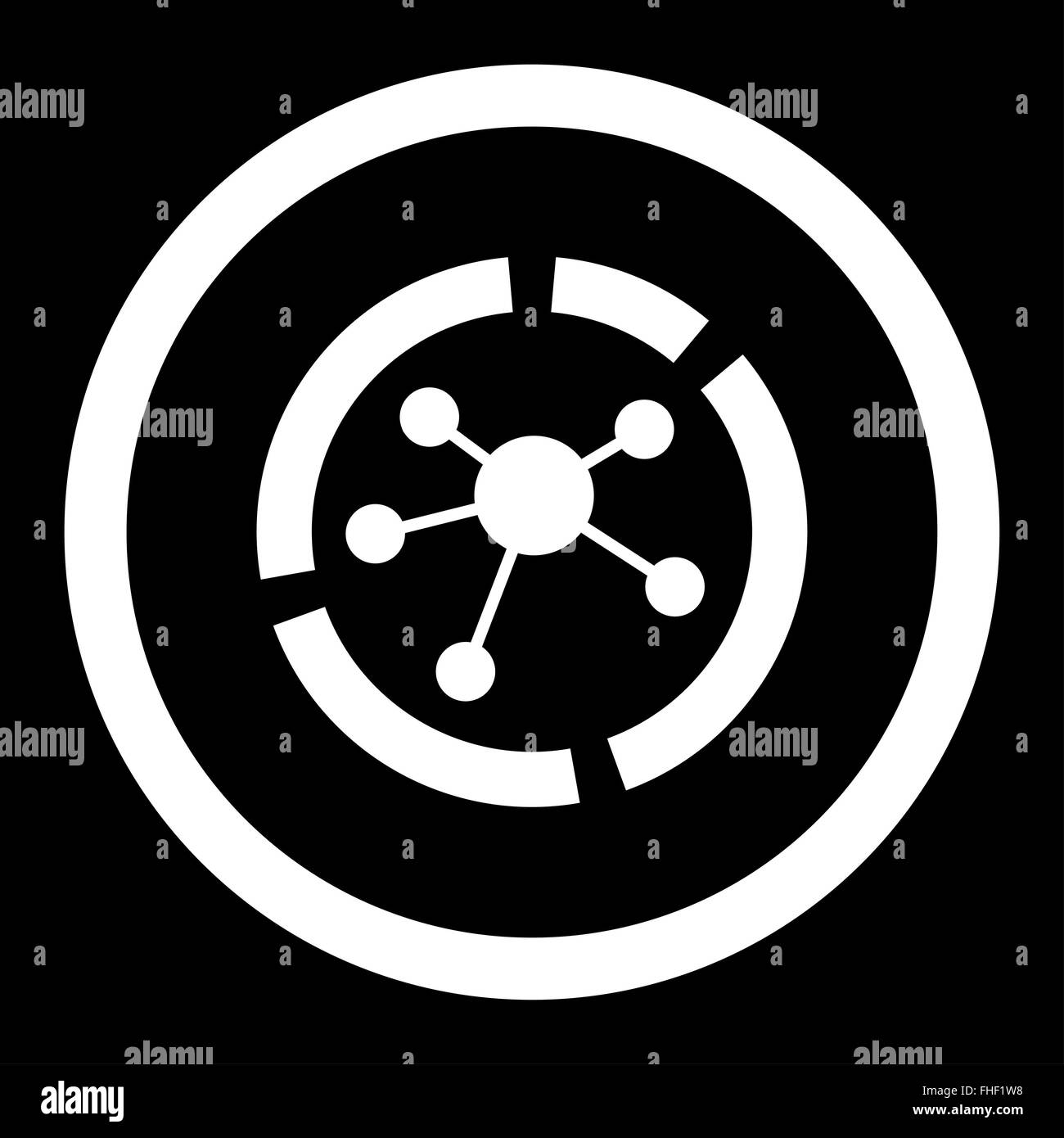 Connections diagram flat white color rounded vector icon Stock Photo ...
