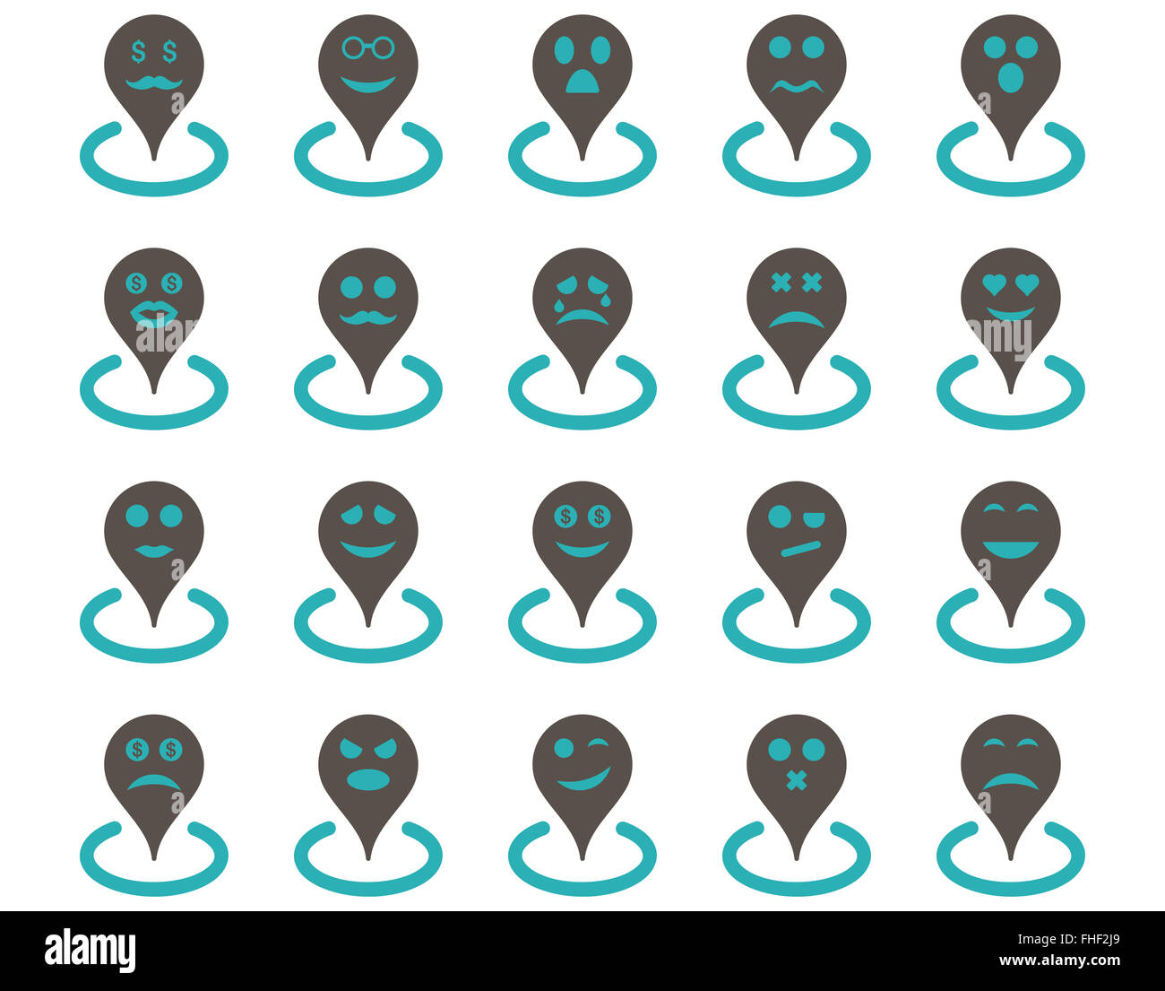 Smiled location icons Stock Photo - Alamy