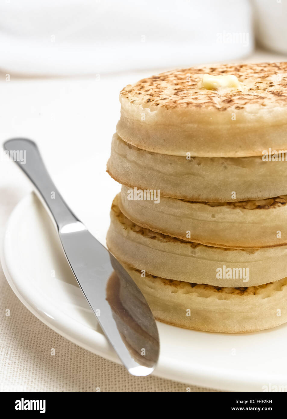 Table with crumpet Stock Photo