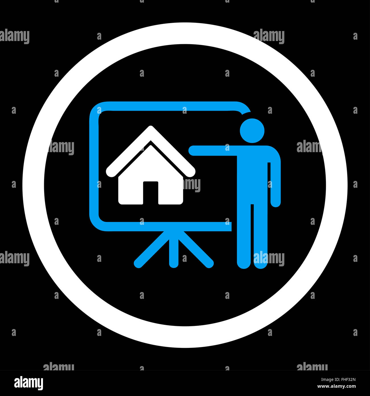 Realtor flat blue and white colors rounded vector icon Stock Photo - Alamy