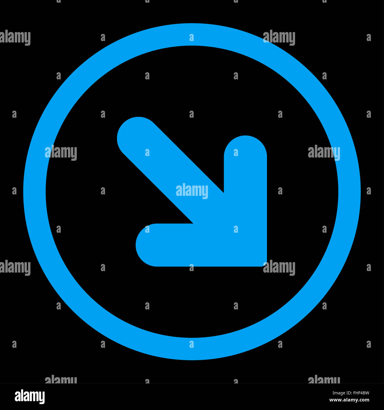 Arrow Down Right flat blue color rounded vector icon Stock Photo - Alamy