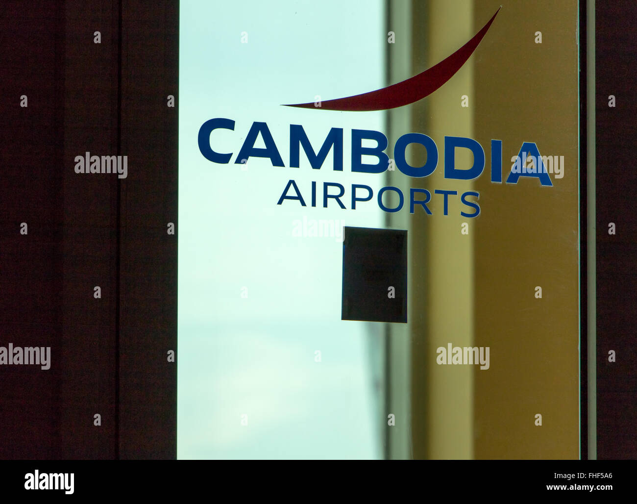 symbol with text airport Cambodia on door Stock Photo