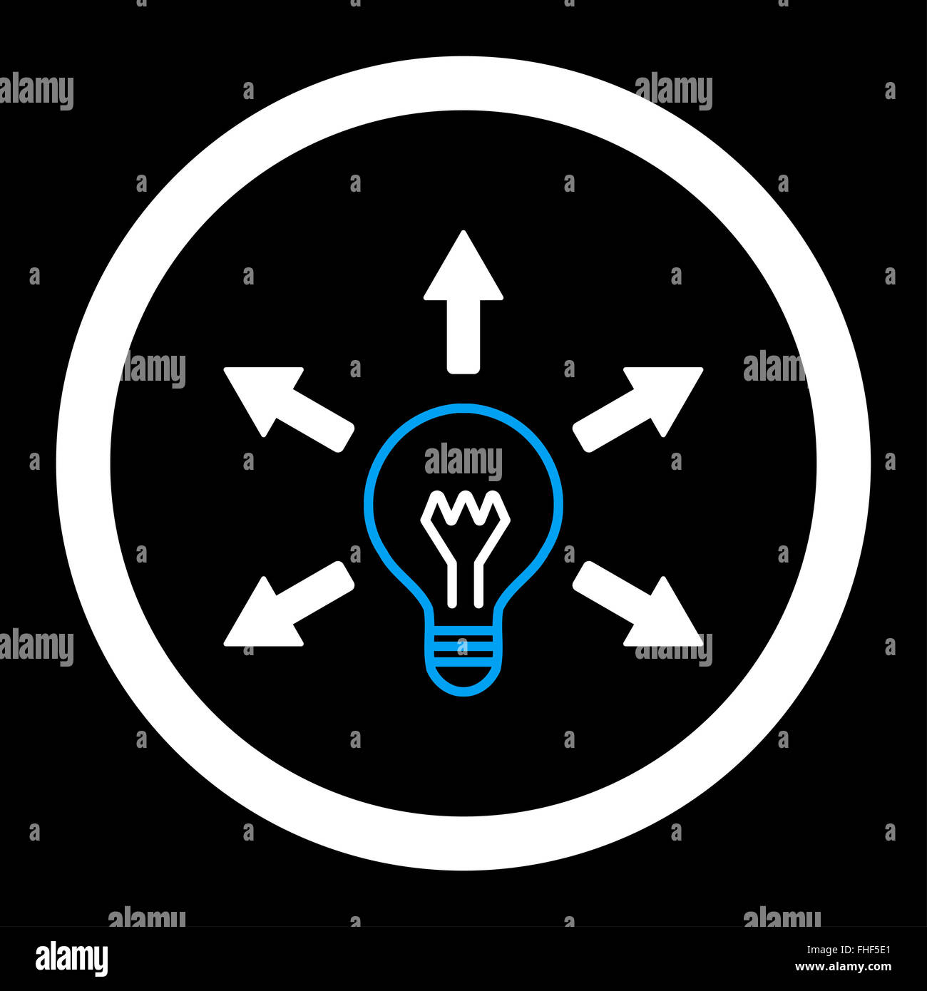Idea flat blue and white colors rounded vector icon Stock Photo - Alamy