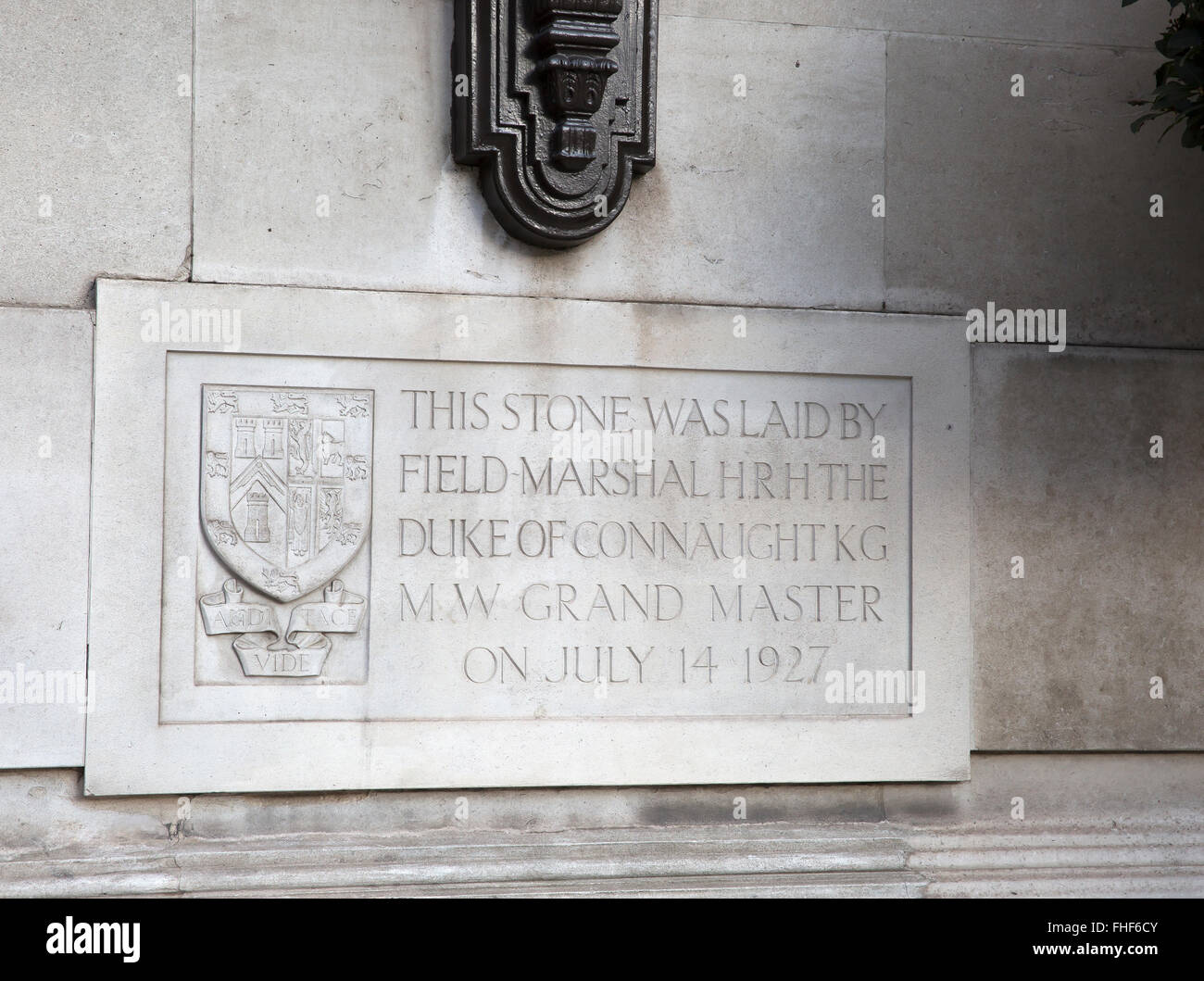 Wall plaque, Freemasons Hall, Great Queen Street, London. Founded in ...