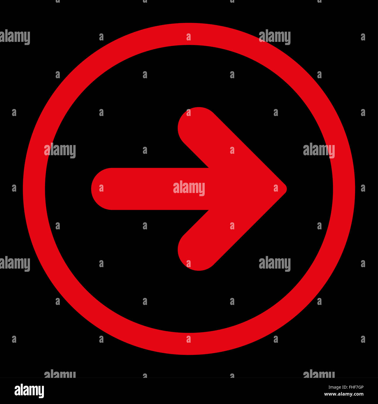 Arrow Right flat red color rounded vector icon Stock Photo