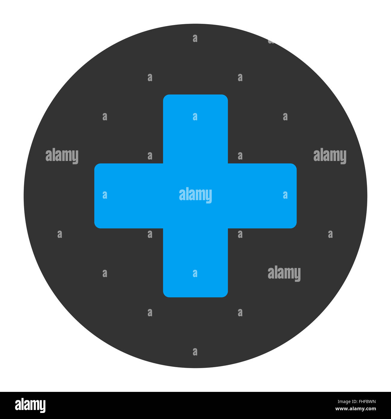 Plus flat blue and gray colors round button Stock Photo - Alamy