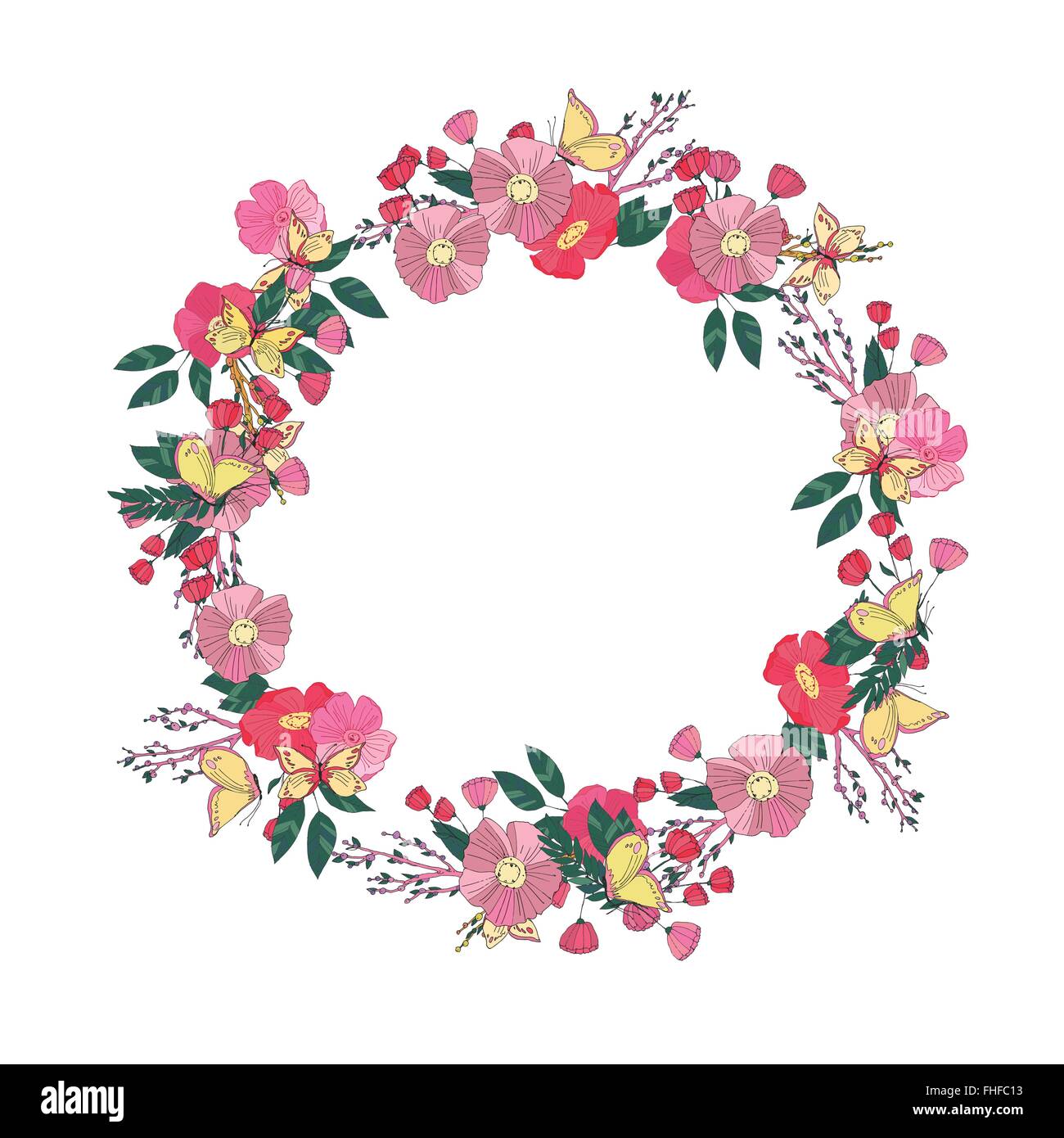 Floral wreath made of wildflowers Stock Vector Image & Art - Alamy