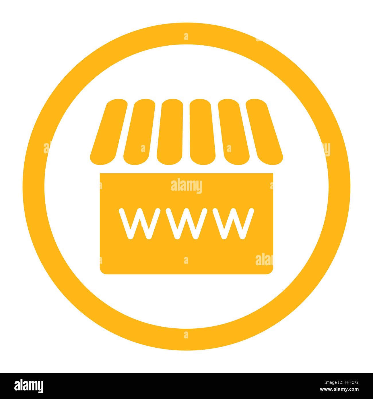 Webstore flat yellow color rounded vector icon Stock Photo - Alamy