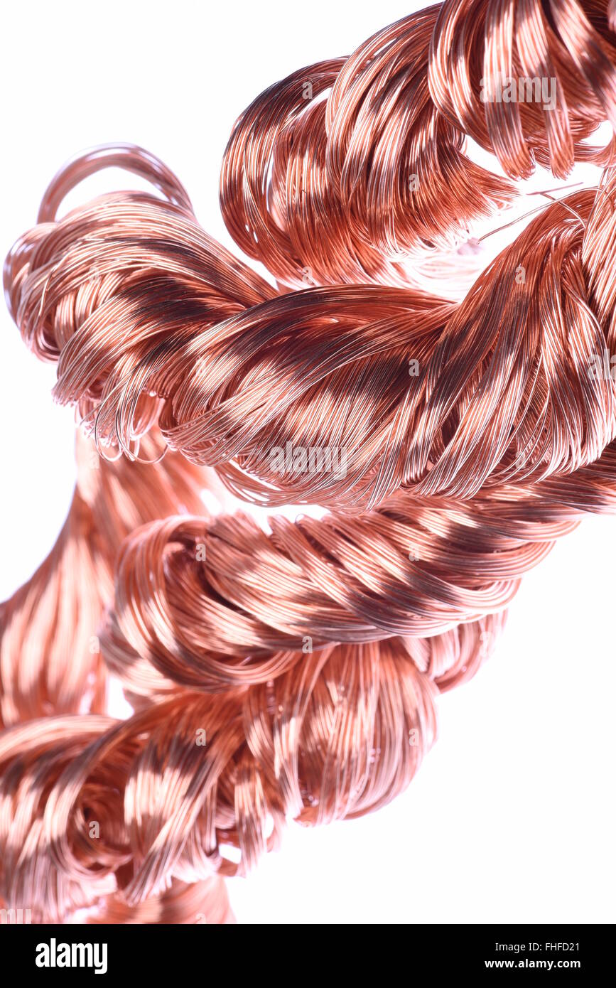 Copper wires isolated on white background Stock Photo Alamy
