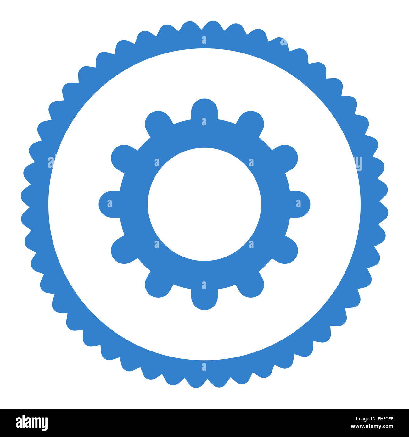 Gear flat cobalt color round stamp icon Stock Photo - Alamy