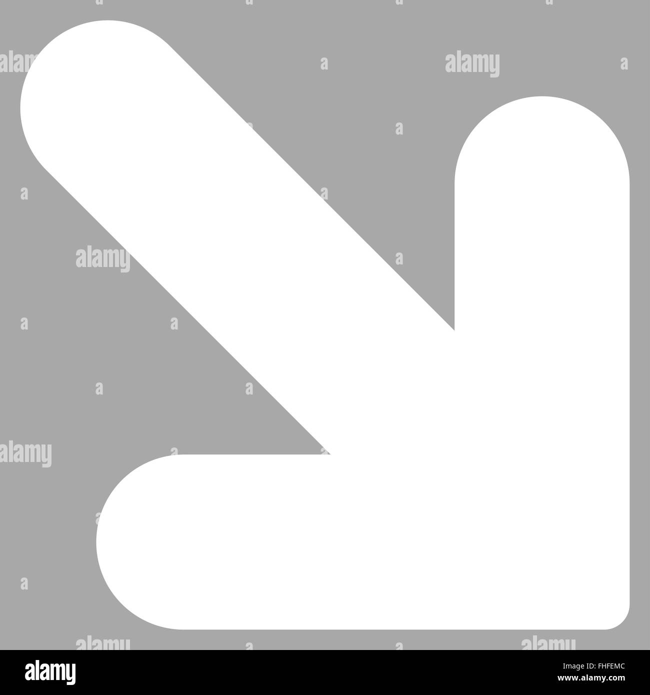 Arrow Down Right flat white color icon Stock Photo - Alamy