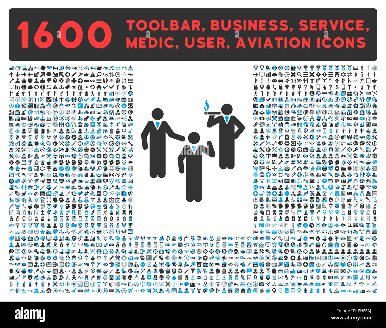 Discuss Icon With Large Pictogram Collection Stock Photo - Alamy
