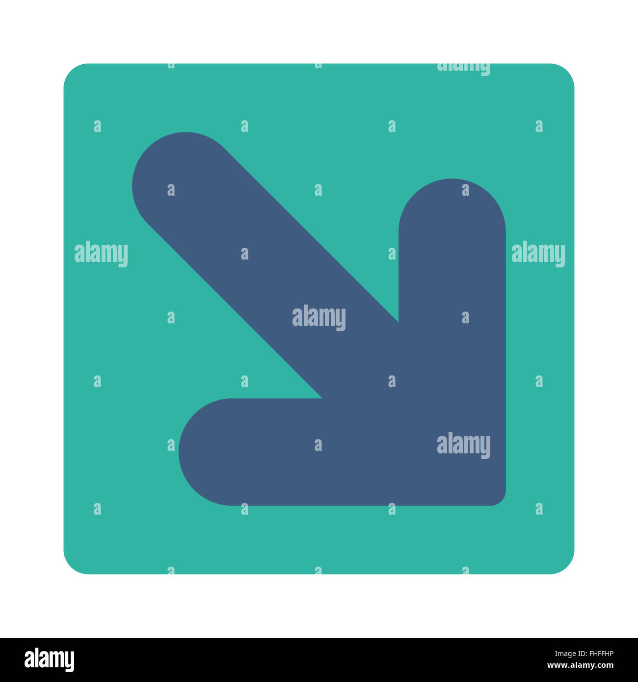 Arrow Down Right flat cobalt and cyan colors rounded button Stock Photo ...