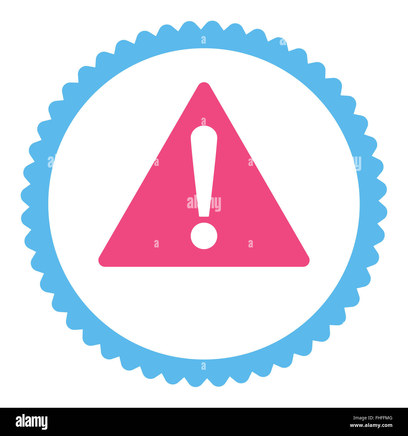 Warning flat pink and blue colors round stamp icon Stock Photo - Alamy