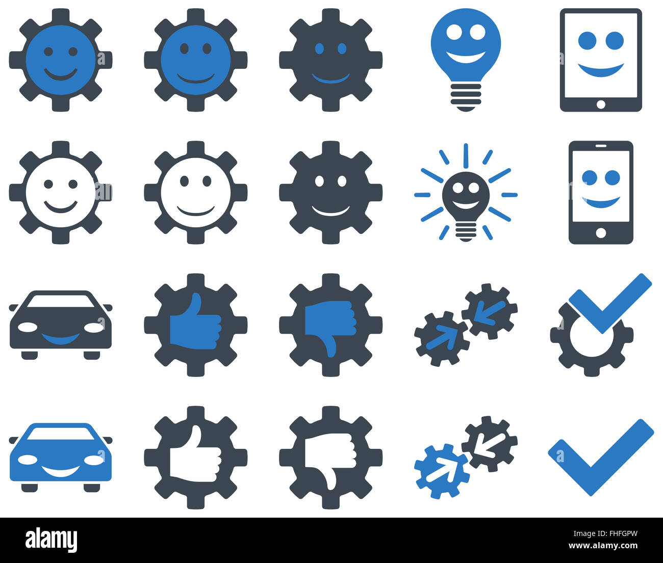 Tools and Smile Gears Icons Stock Photo