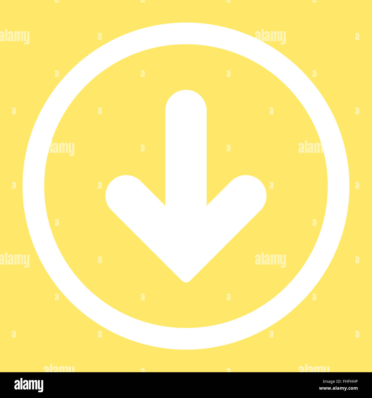 Arrow Down flat white color rounded raster icon Stock Photo - Alamy