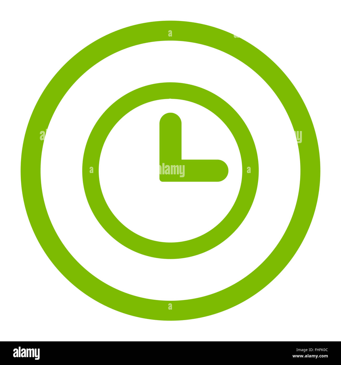 Clock flat eco green color rounded raster icon Stock Photo - Alamy