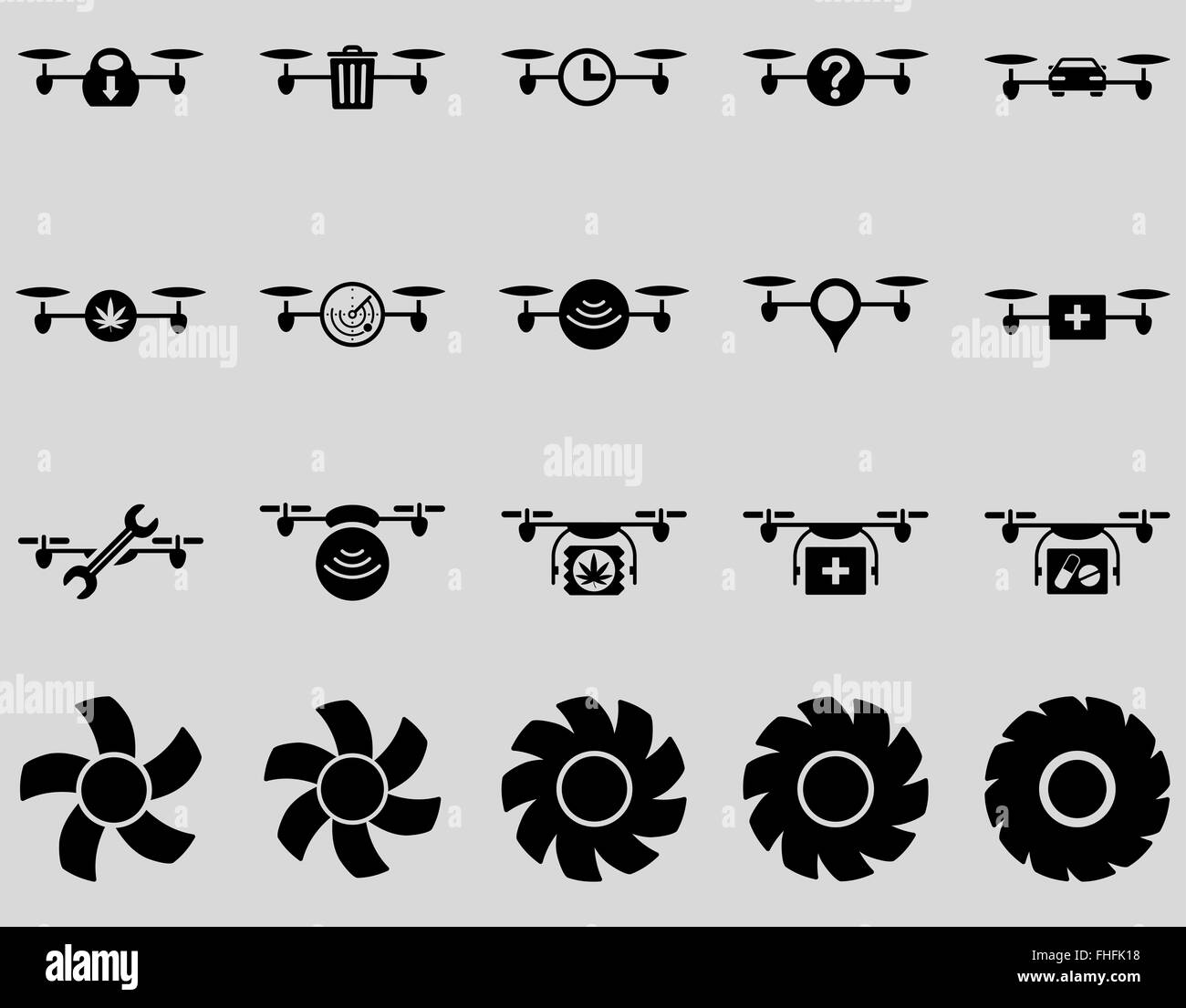 Air drone and quadcopter tool icons Stock Photo