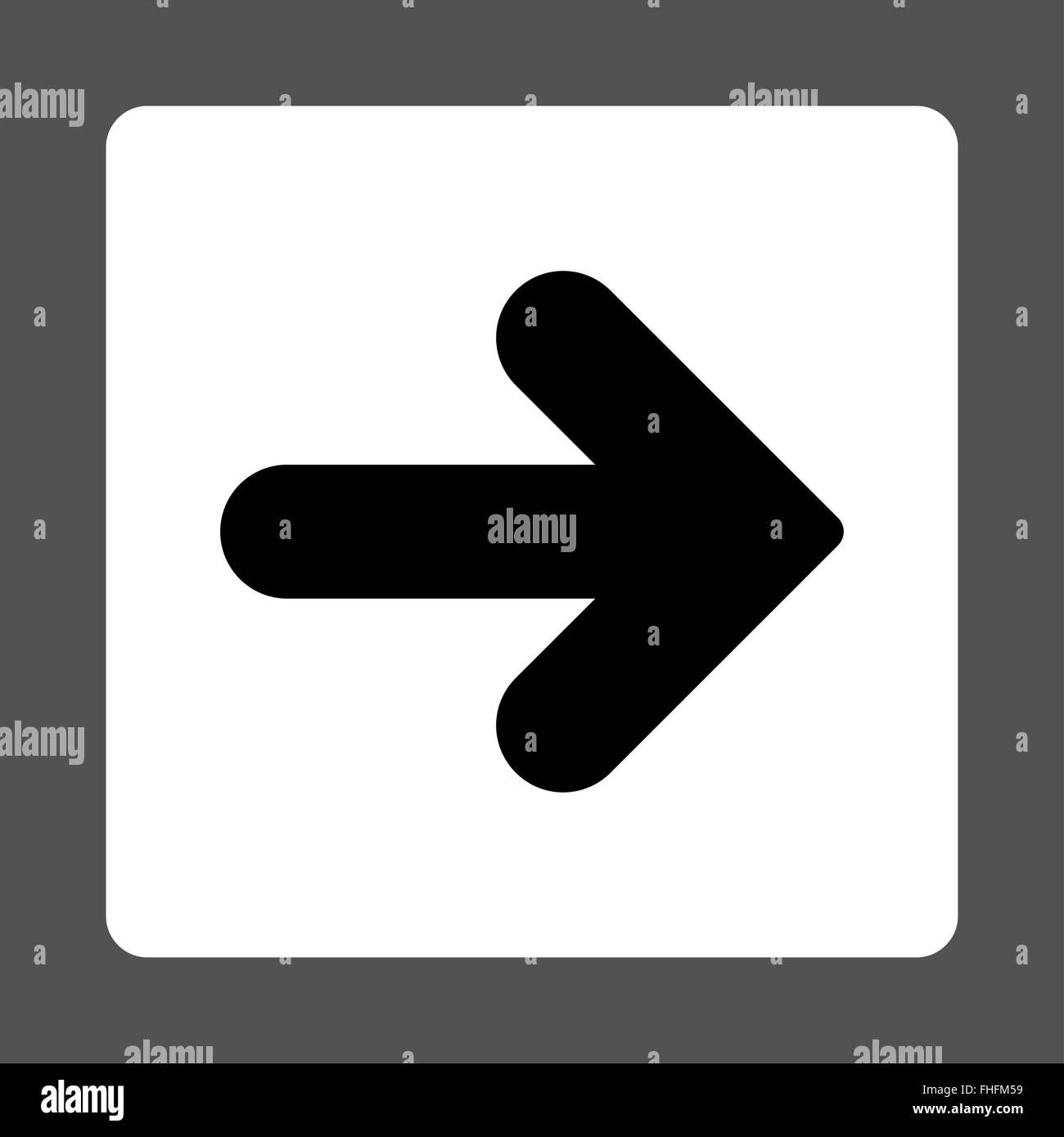 Arrow Right flat black and white colors rounded button Stock Photo - Alamy