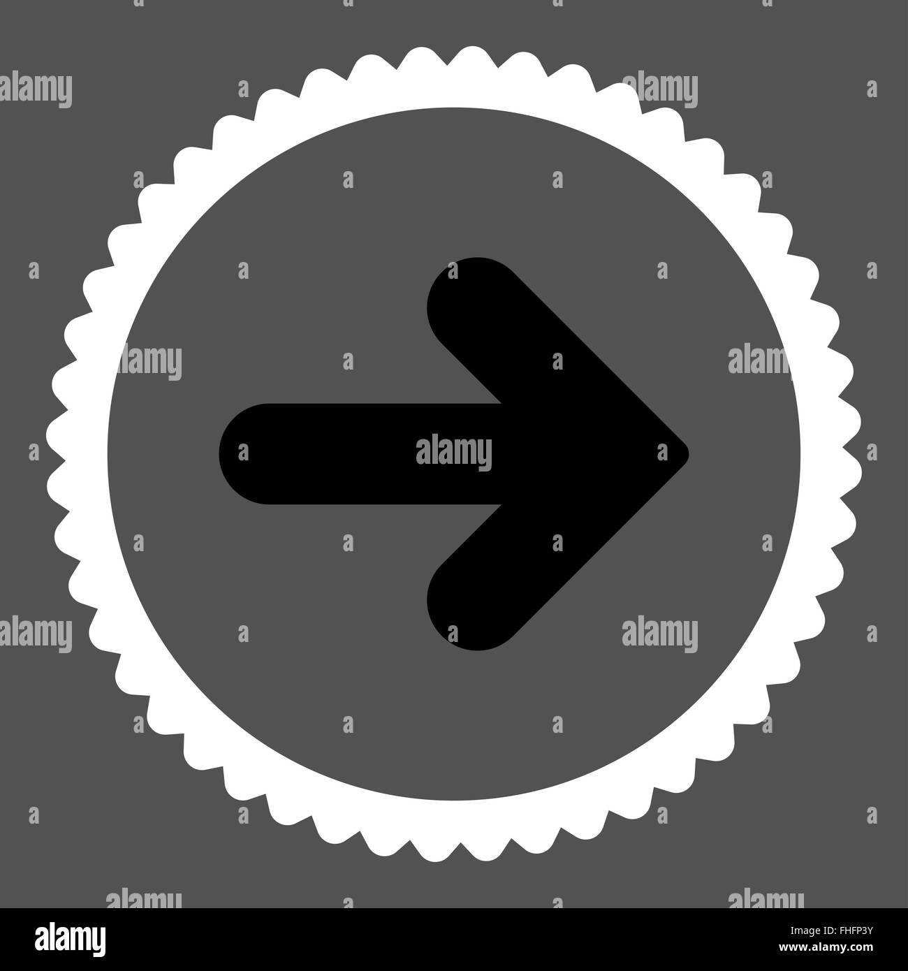 Arrow Right flat black and white colors round stamp icon Stock Photo