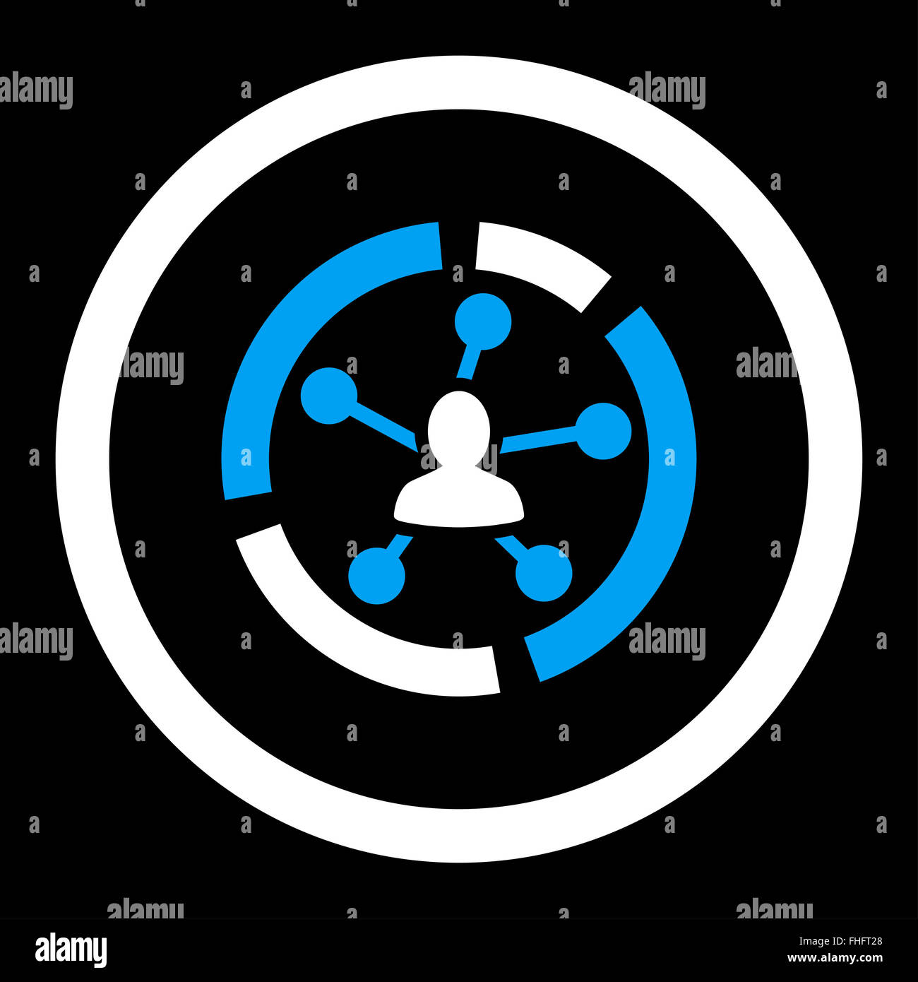 Relations diagram flat blue and white colors rounded vector icon Stock ...