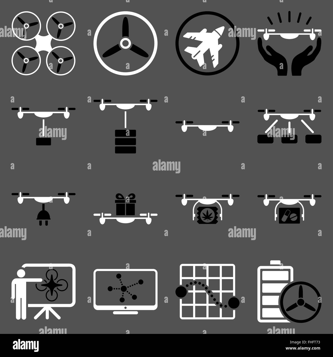 Drone shipment icon set Stock Photo