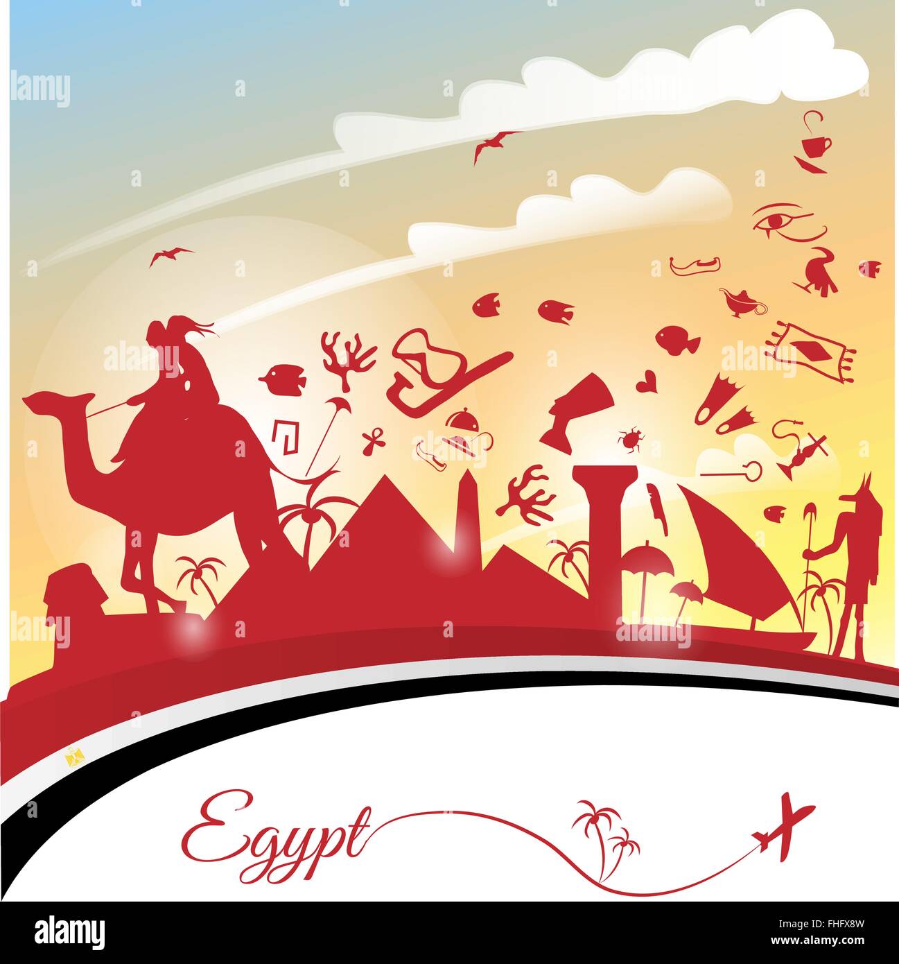 egypt background with flag and symbol Stock Vector