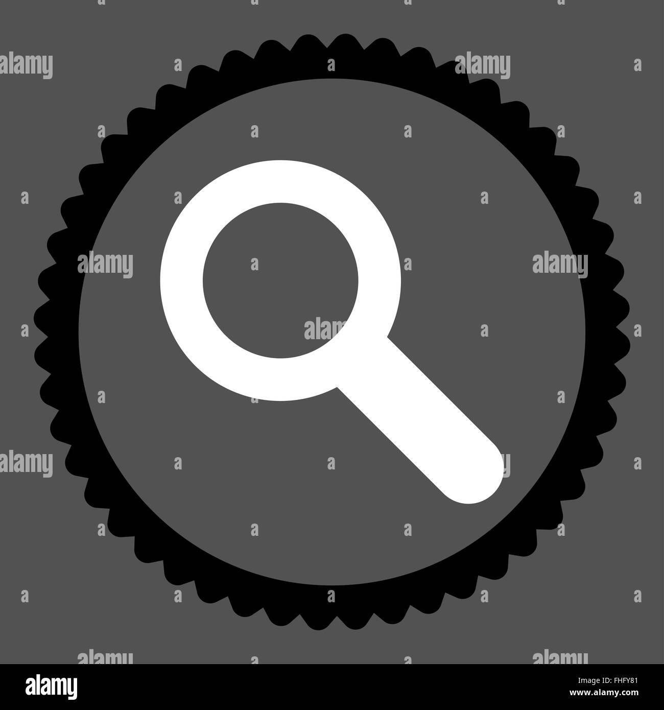 Search flat black and white colors round stamp icon Stock Photo - Alamy
