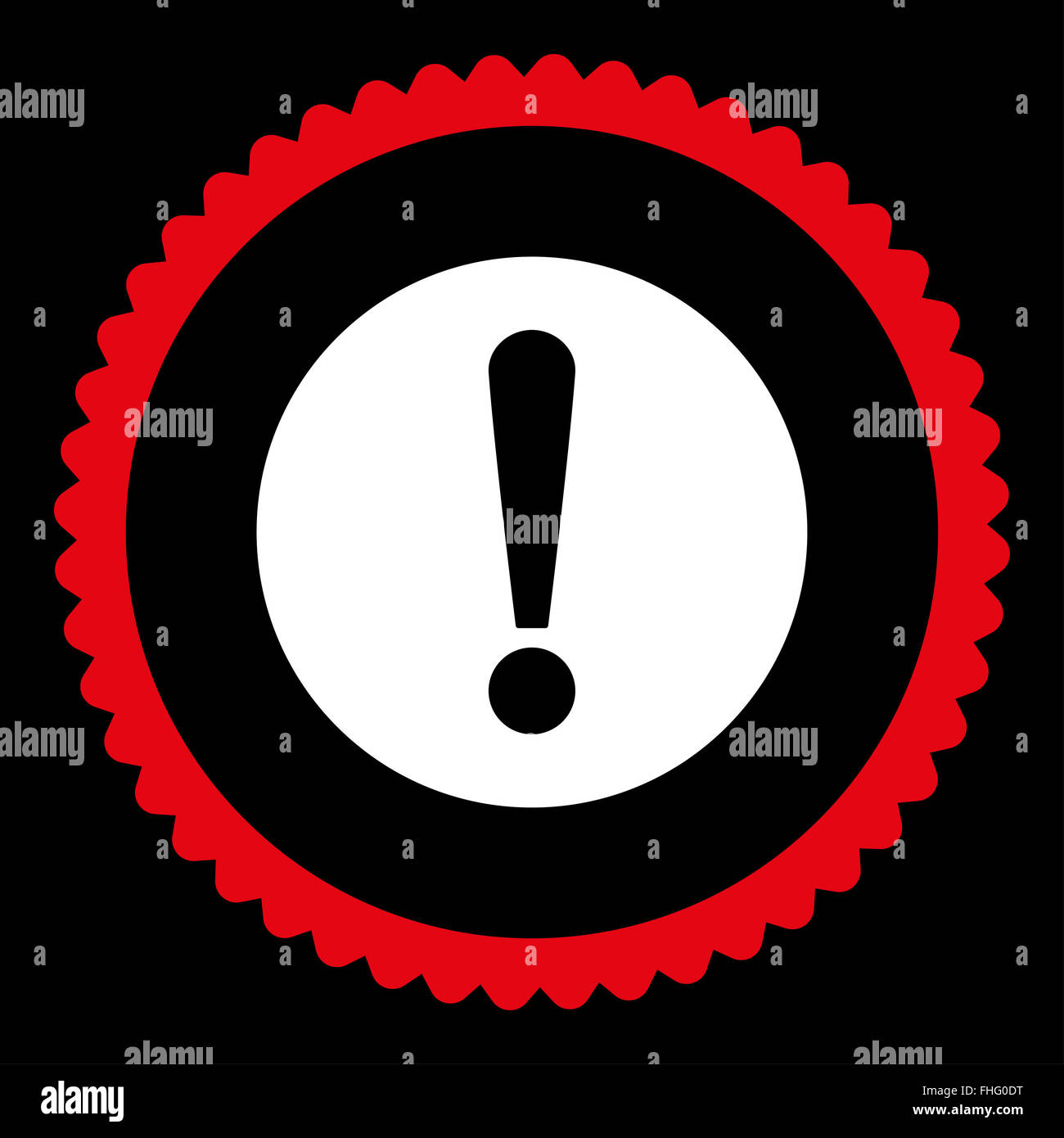 Problem flat red and white colors round stamp icon Stock Photo - Alamy