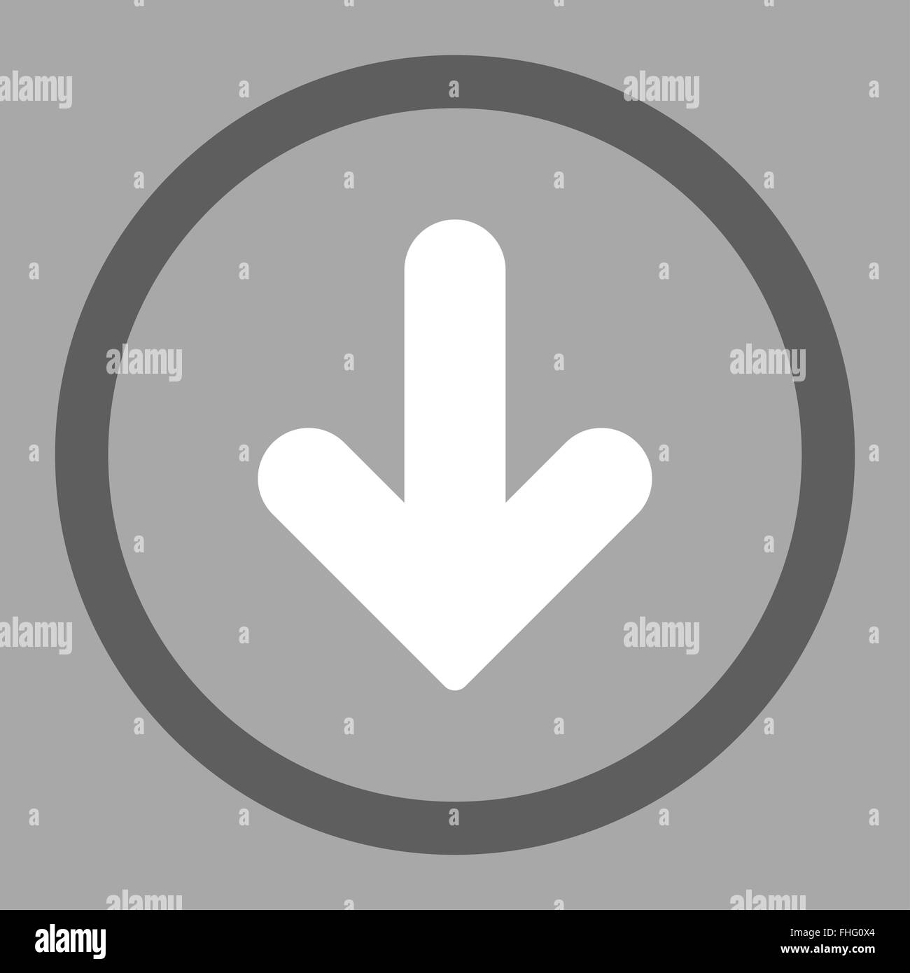 Arrow Down flat dark gray and white colors rounded vector icon Stock ...