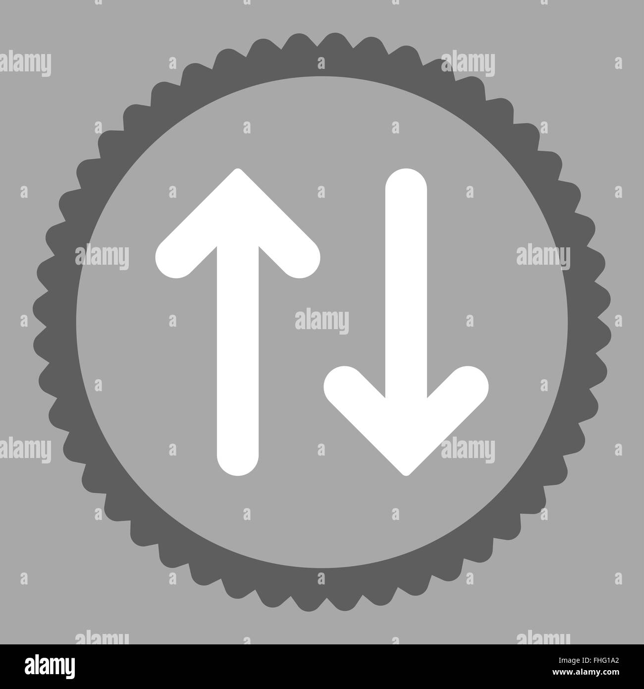 Flip flat dark gray and white colors round stamp icon Stock Photo - Alamy