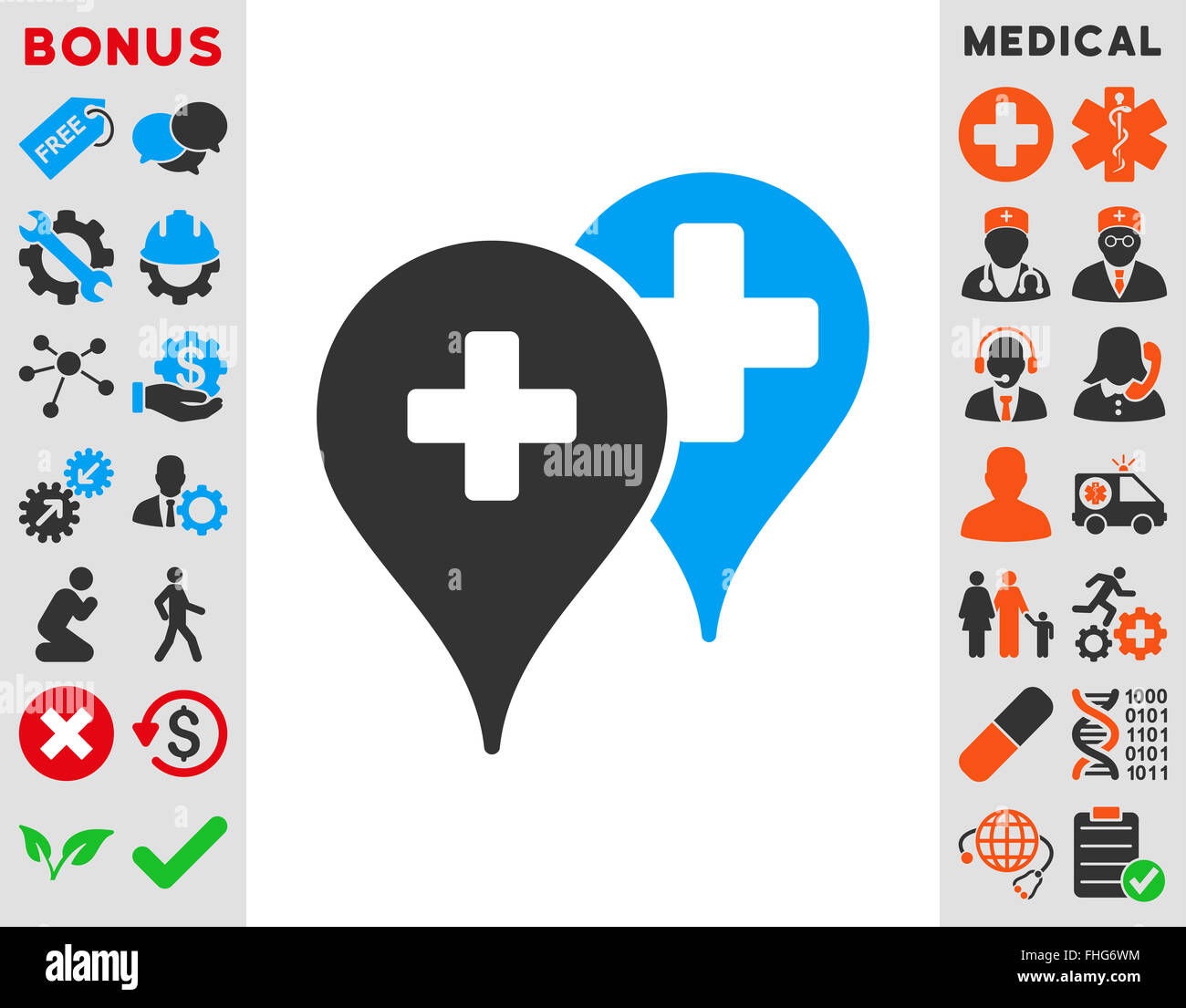 Medical Map Markers Icon Stock Photo - Alamy