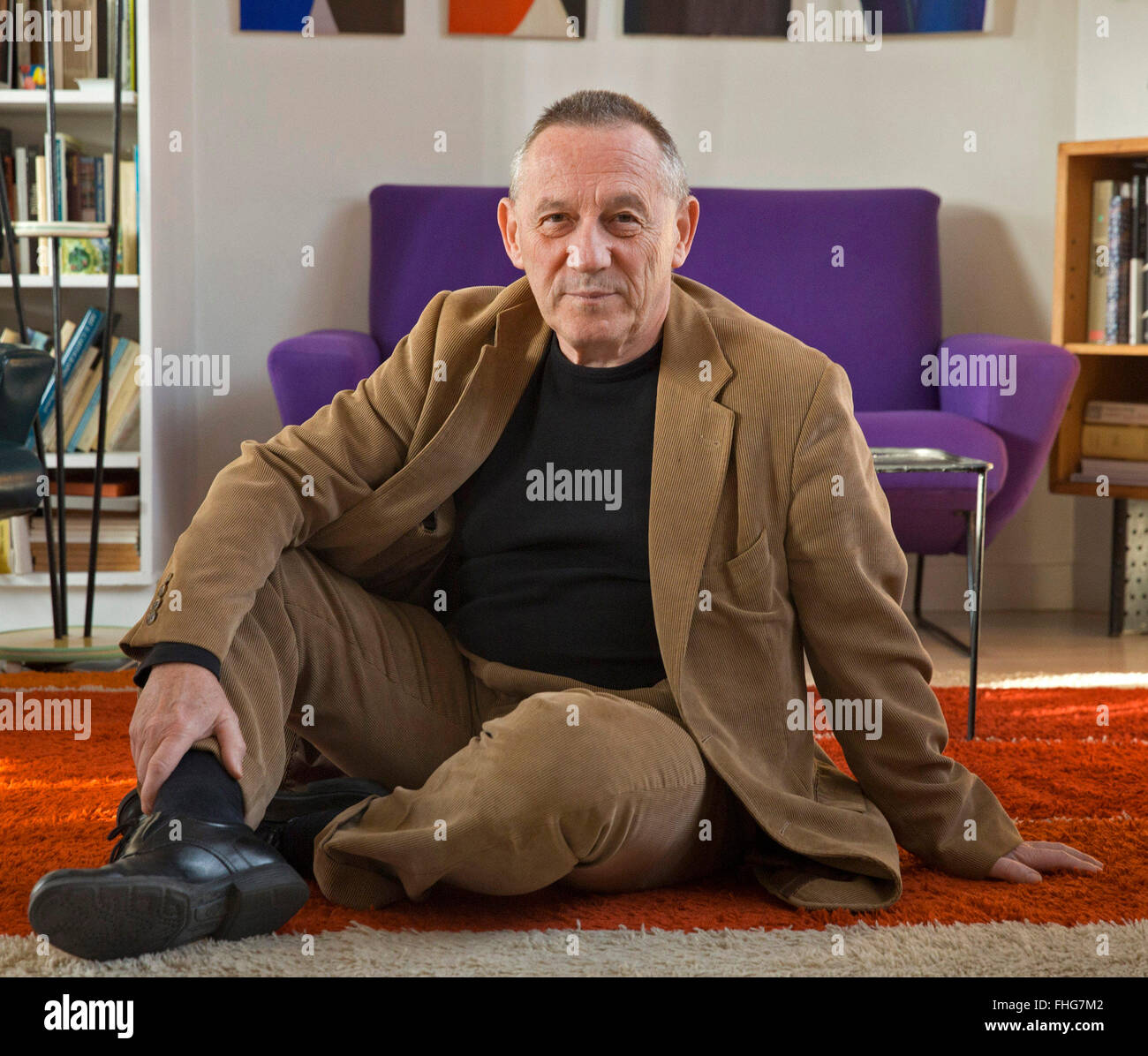 French philosopher Yves Michaud in his apartment, Paris Stock Photo Alamy