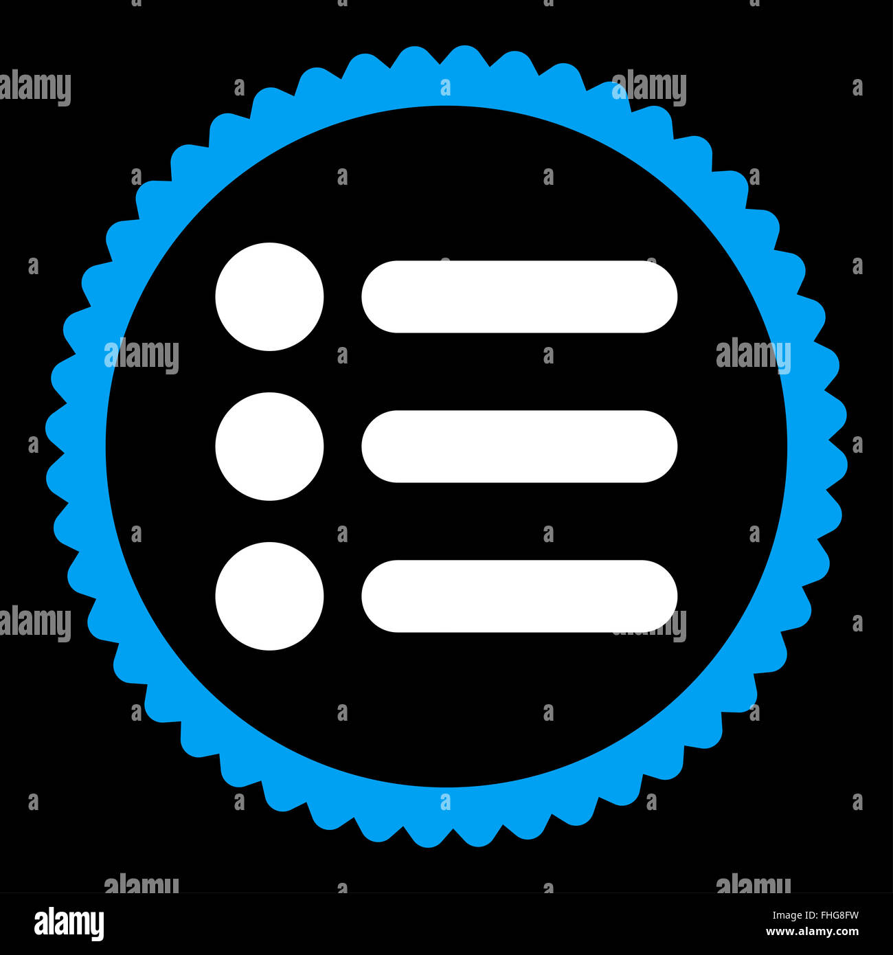 Items flat blue and white colors round stamp icon Stock Photo - Alamy