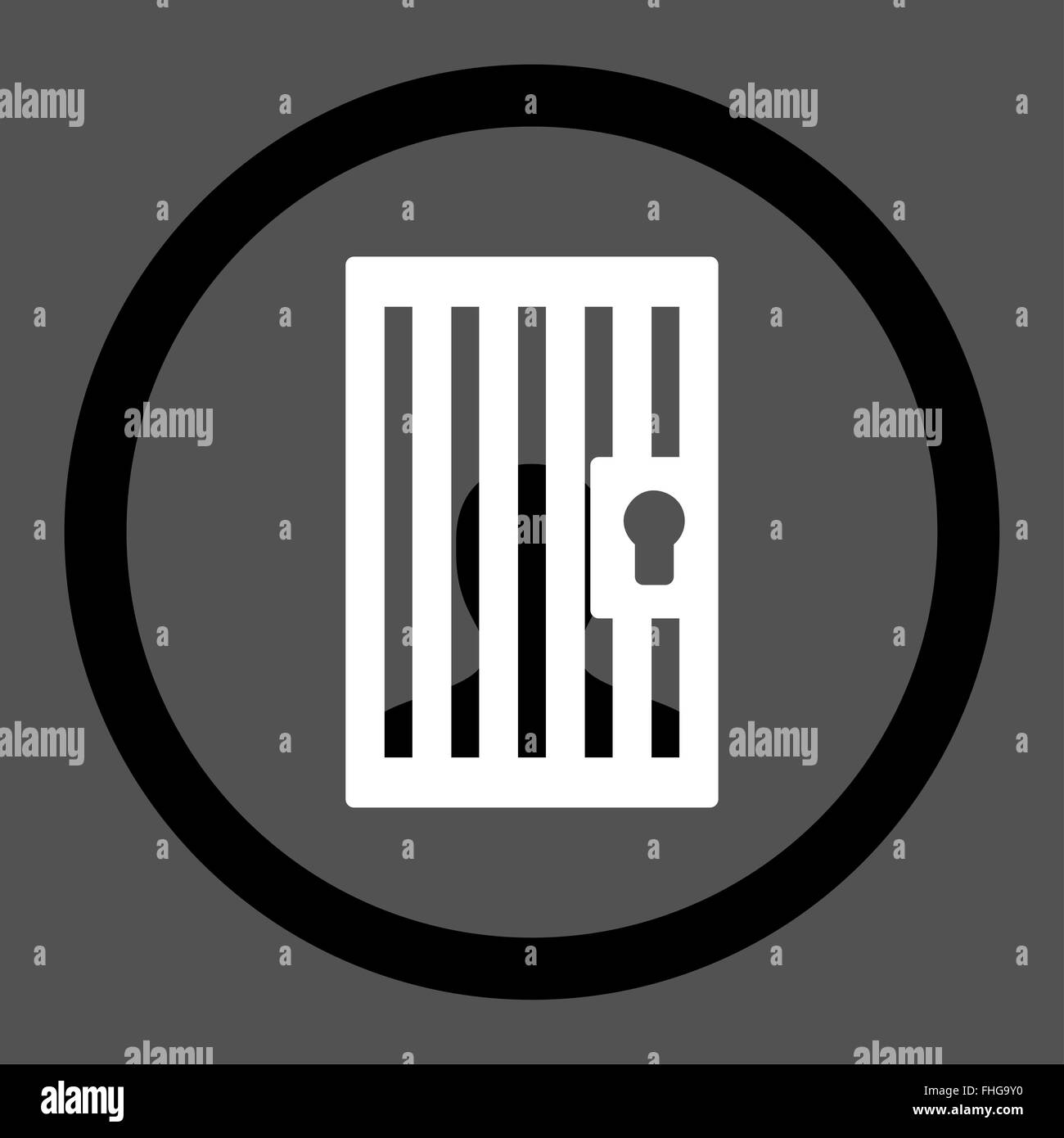 Prison flat black and white colors rounded vector icon Stock Photo - Alamy