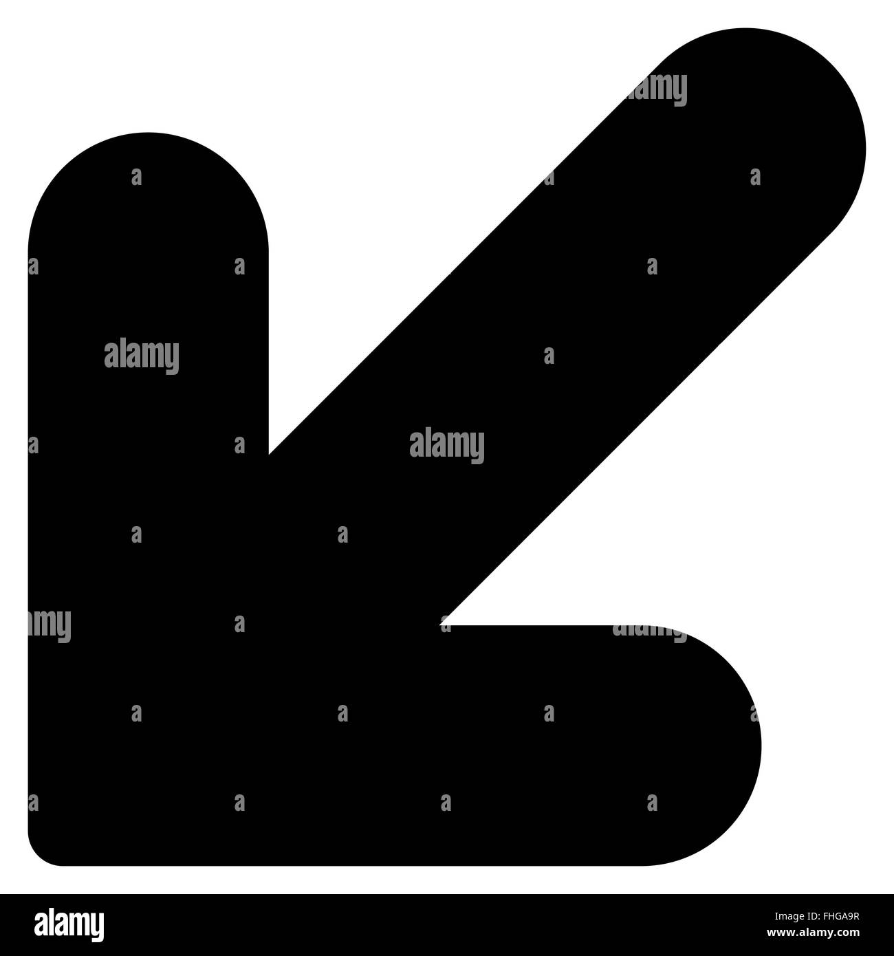Arrow Down Left flat black color icon Stock Photo - Alamy