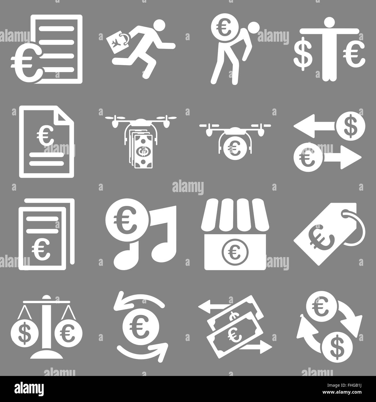 Euro banking business and service tools icons Stock Photo