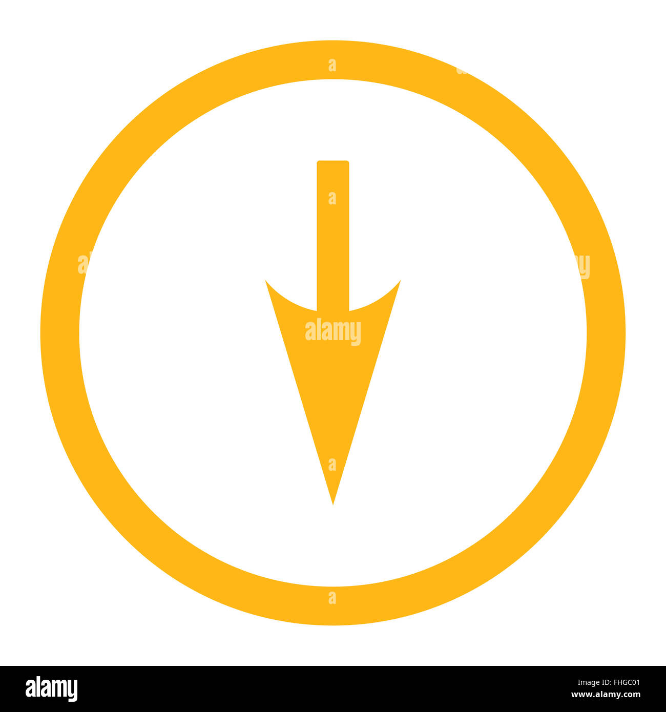 Sharp Down Arrow flat yellow color rounded vector icon Stock Photo - Alamy