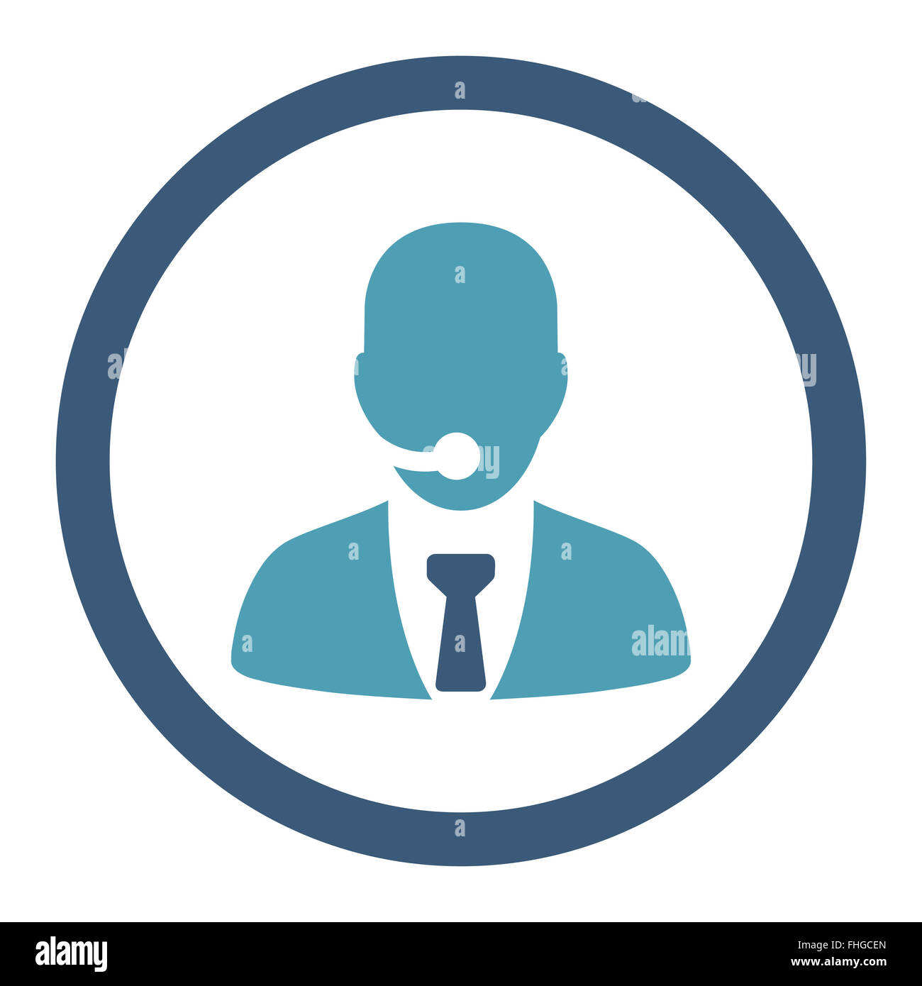 Call center operator flat cyan and blue colors rounded vector icon ...