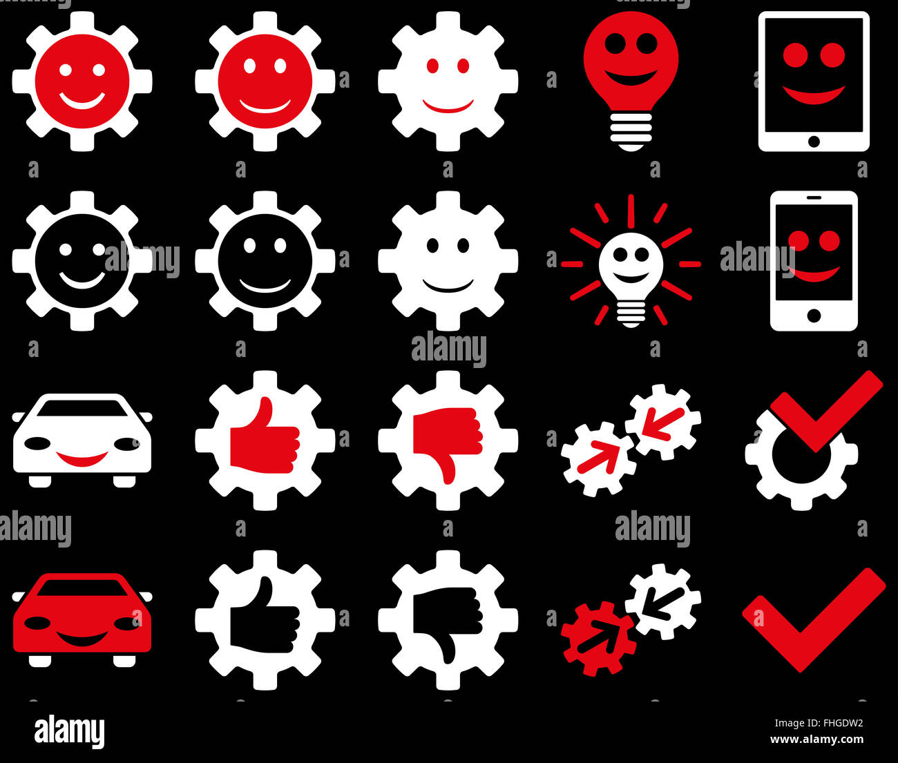 Tools and Smile Gears Icons Stock Photo