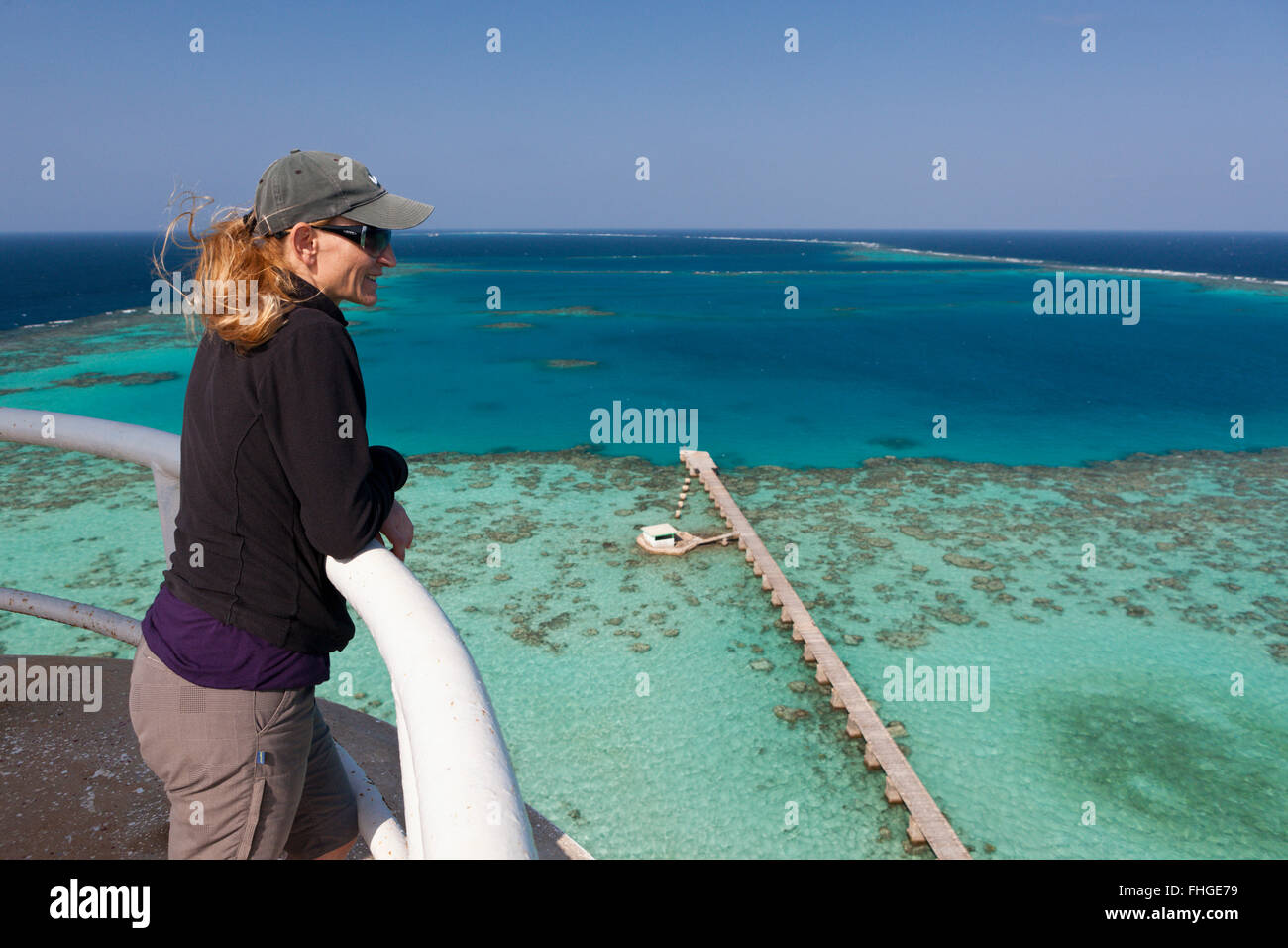 View from Sanganeb Lighthouse, Red Sea, Sudan Stock Photo