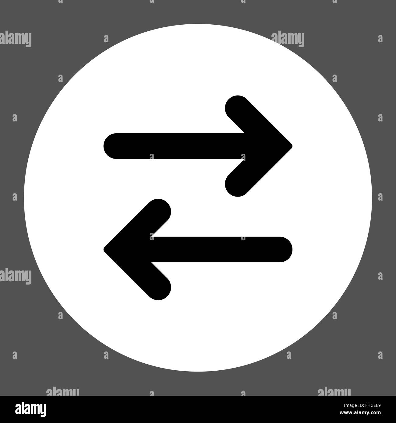 Flip Horizontal flat black and white colors round button Stock Photo ...