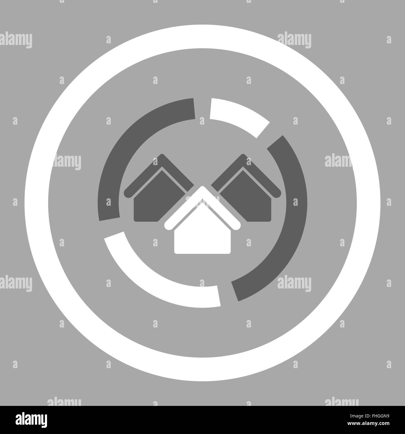 Realty diagram flat dark gray and white colors rounded vector icon ...