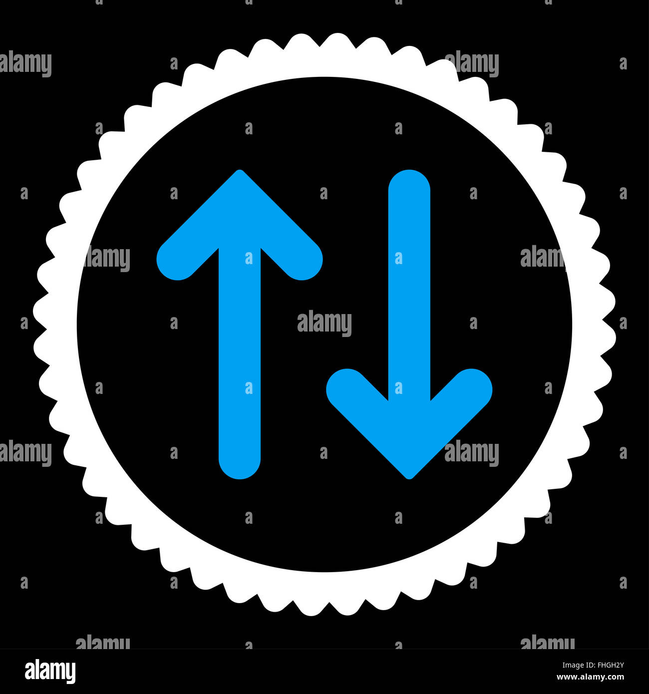 Flip flat blue and white colors round stamp icon Stock Photo - Alamy