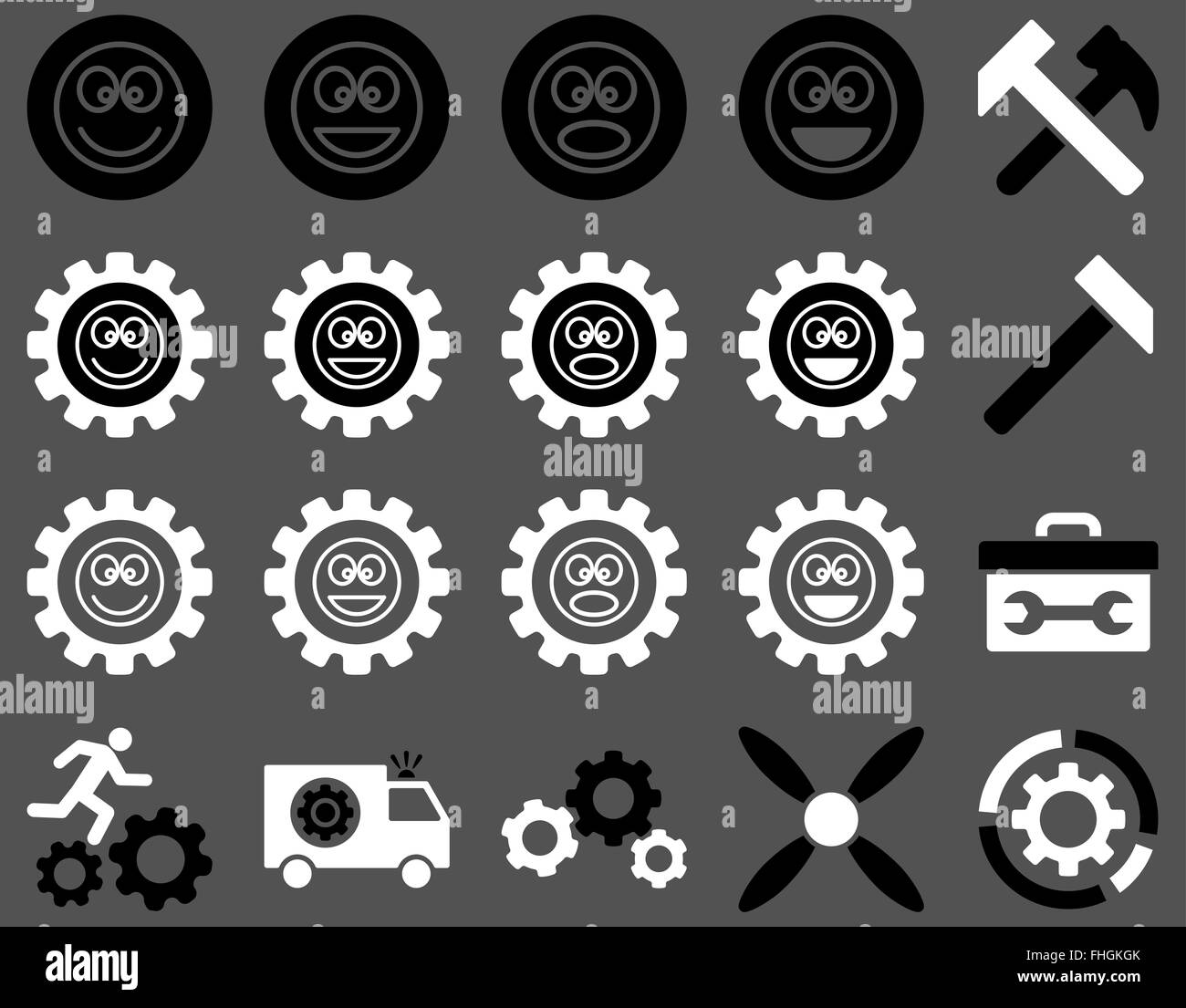 Tools and Smile Gears Icons Stock Photo Alamy