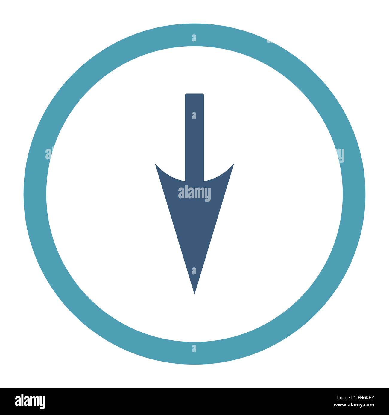 Sharp Down Arrow flat cyan and blue colors rounded raster icon Stock ...