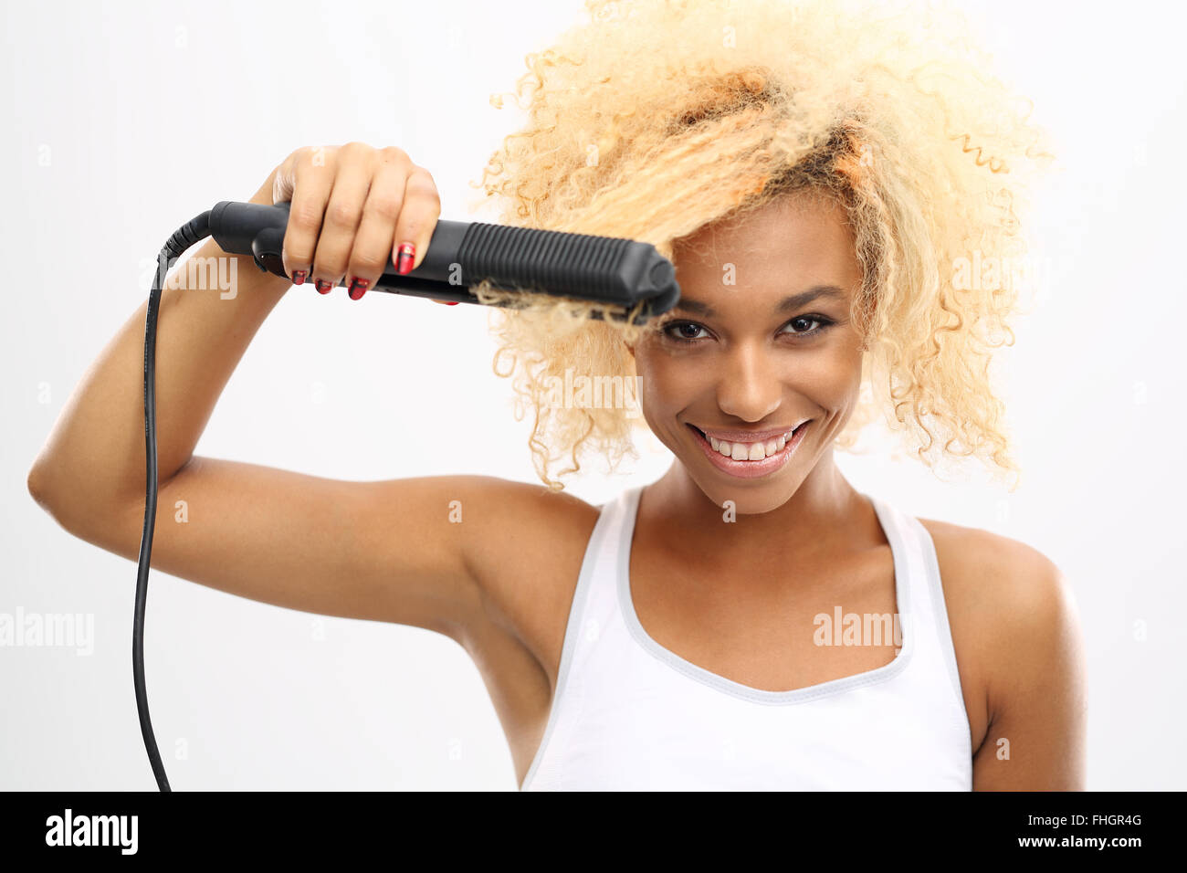Afro hair styling hi res stock photography and images Alamy