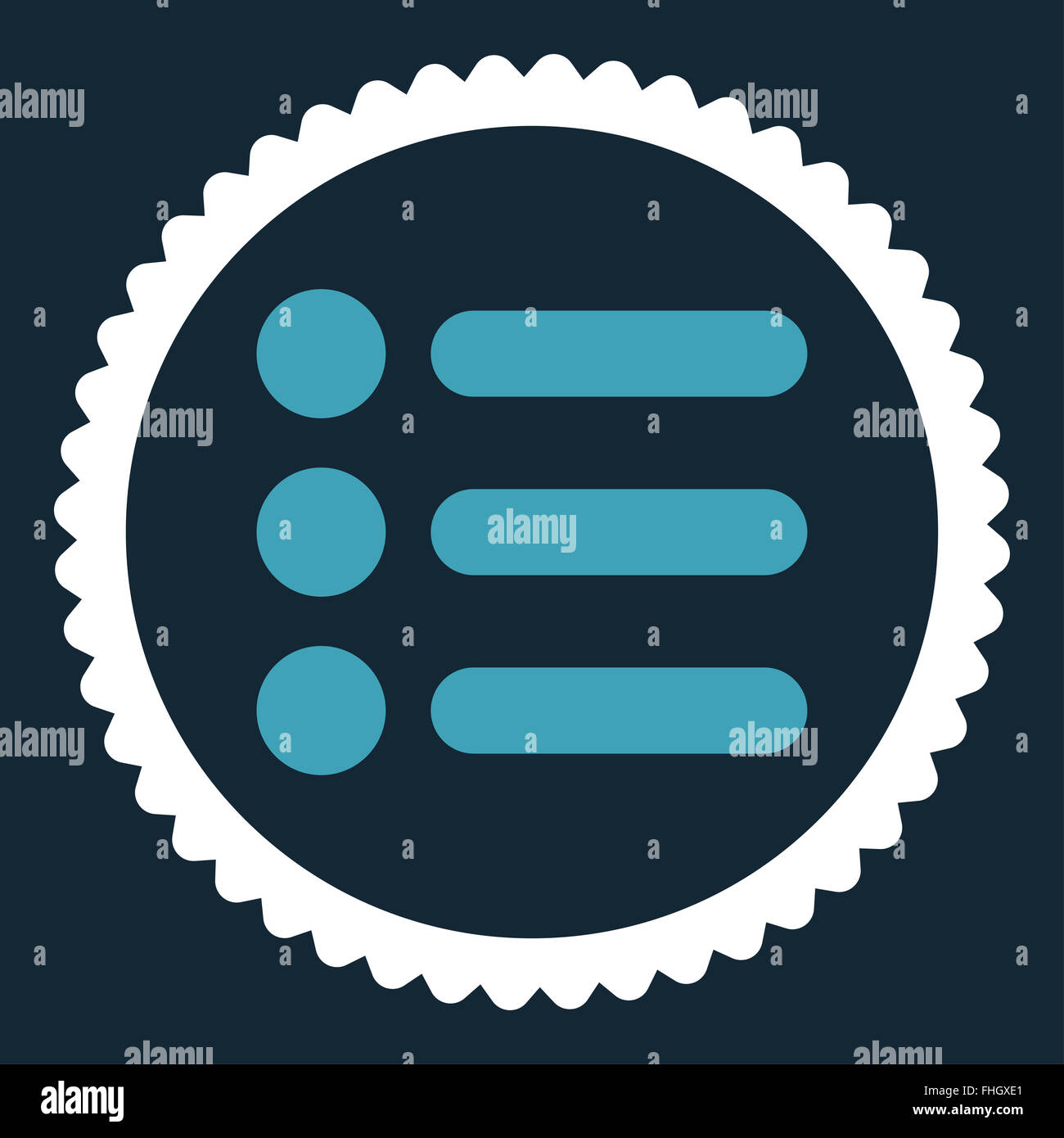 Items flat blue and white colors round stamp icon Stock Photo - Alamy