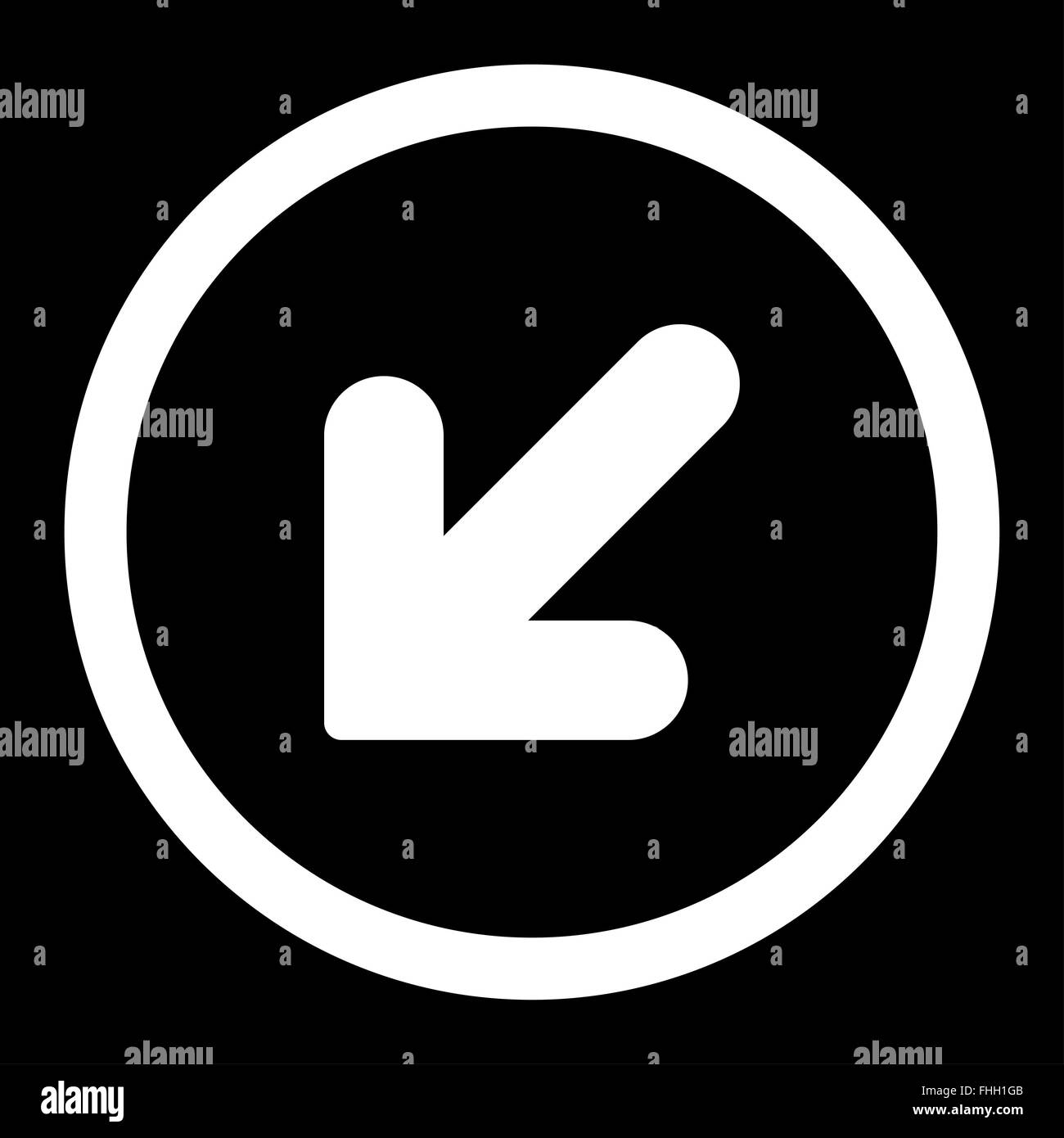 Arrow Down Left flat white color rounded vector icon Stock Photo - Alamy
