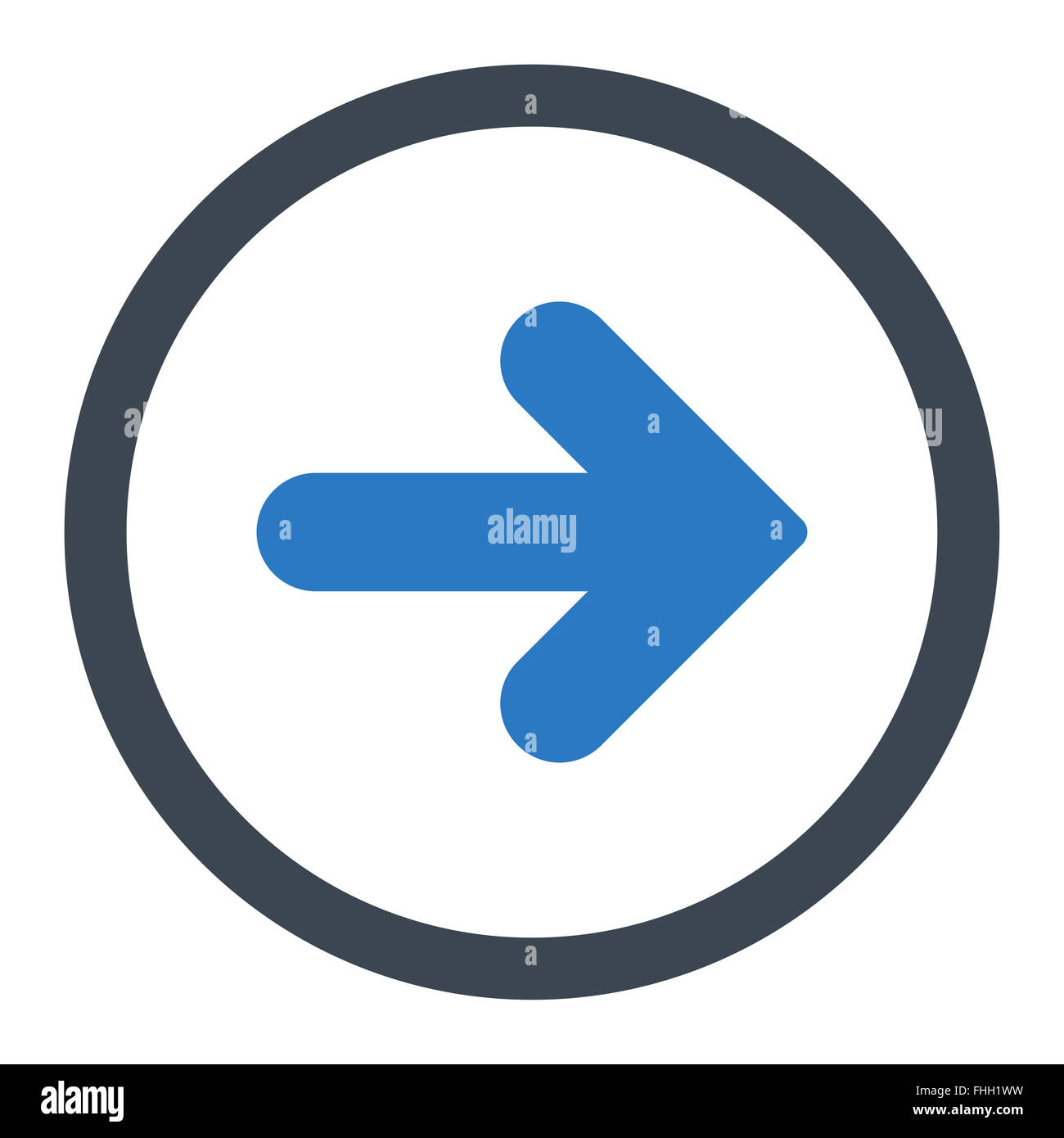 Arrow Right flat smooth blue colors rounded vector icon Stock Photo - Alamy